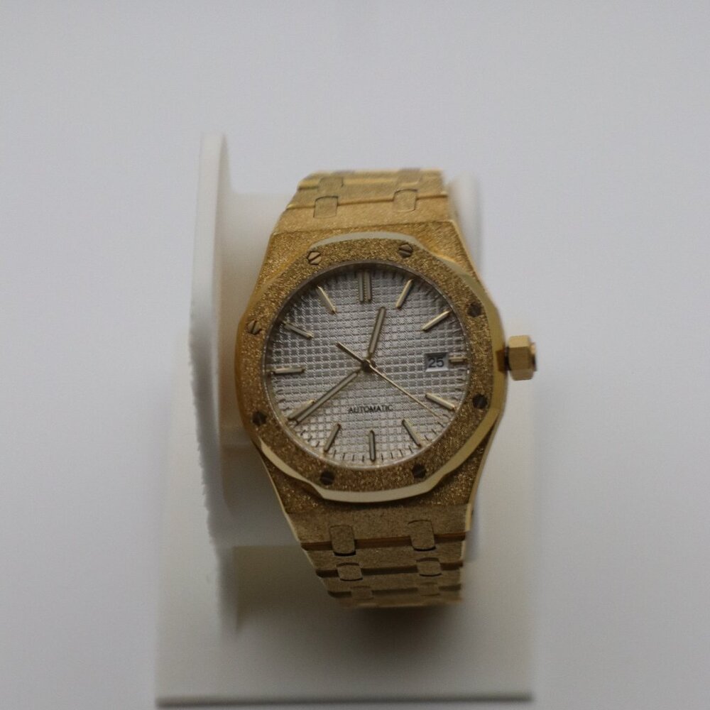Frosted Gold ACE Watch | White Waffle Dial | Automatic | LOGA-LASS